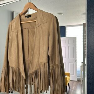 Ultra suede crop fringe jacket